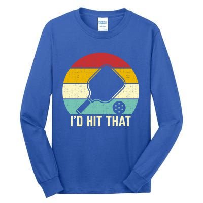 Retros Vintage Sunset Paddle ID Hit That Pickleball Player Gift Tall Long Sleeve T-Shirt