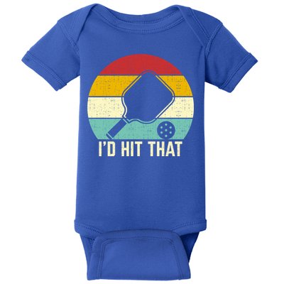 Retros Vintage Sunset Paddle ID Hit That Pickleball Player Gift Baby Bodysuit