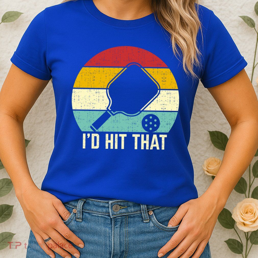 Retros Vintage Sunset Paddle ID Hit That Pickleball Player Gift Womens T-Shirt