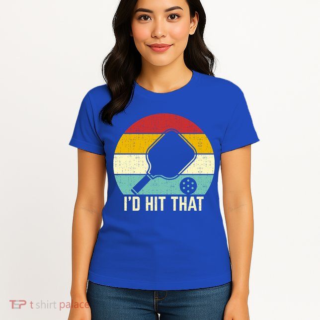 Retros Vintage Sunset Paddle ID Hit That Pickleball Player Gift Womens T-Shirt