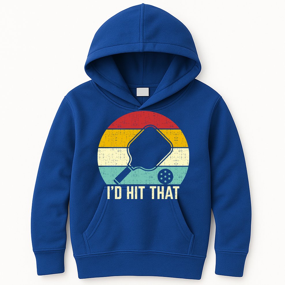 Retros Vintage Sunset Paddle ID Hit That Pickleball Player Gift Kids Hoodie