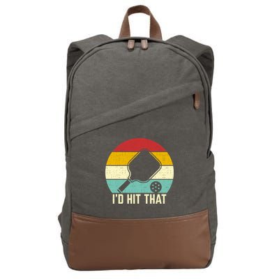 Retros Vintage Sunset Paddle ID Hit That Pickleball Player Gift Cotton Canvas Backpack