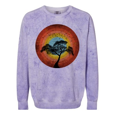 Retro Vintage Scary Wilderness Distressed Colorblast Crewneck Sweatshirt