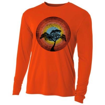 Retro Vintage Scary Wilderness Distressed Cooling Performance Long Sleeve Crew