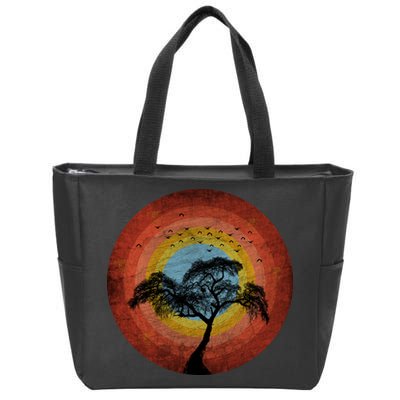 Retro Vintage Scary Wilderness Distressed Zip Tote Bag