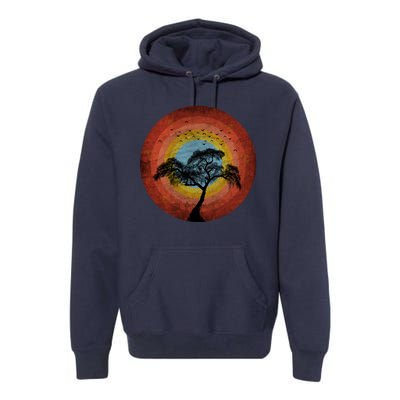 Retro Vintage Scary Wilderness Distressed Premium Hoodie