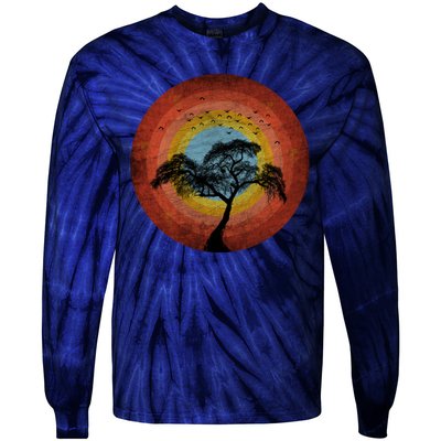 Retro Vintage Scary Wilderness Distressed Tie-Dye Long Sleeve Shirt