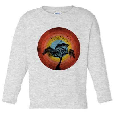 Retro Vintage Scary Wilderness Distressed Toddler Long Sleeve Shirt