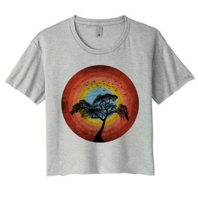 Retro Vintage Scary Wilderness Distressed Crop Top