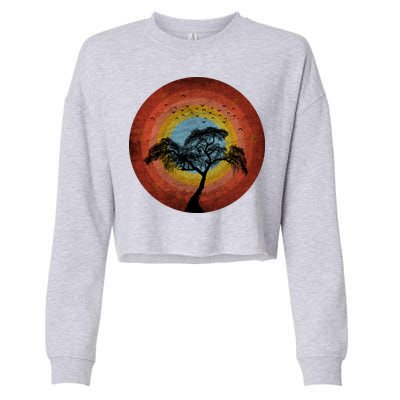 Retro Vintage Scary Wilderness Distressed Cropped Pullover Crew