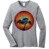 Retro Vintage Scary Wilderness Distressed Ladies Long Sleeve Shirt