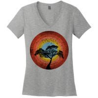 Retro Vintage Scary Wilderness Distressed Women's V-Neck T-Shirt