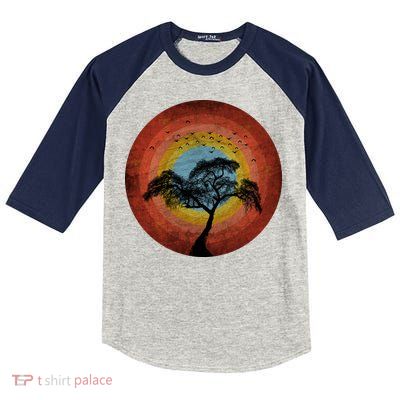 Retro Vintage Scary Wilderness Distressed Kids Colorblock Raglan Jersey