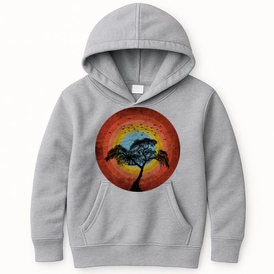 Retro Vintage Scary Wilderness Distressed Kids Hoodie