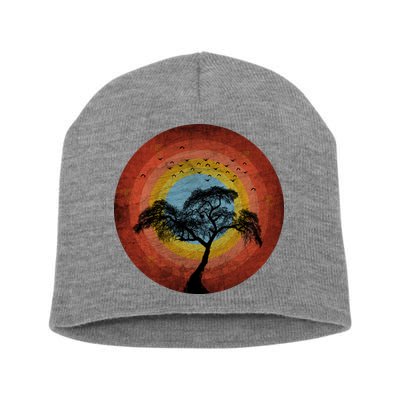 Retro Vintage Scary Wilderness Distressed Short Acrylic Beanie