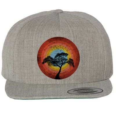 Retro Vintage Scary Wilderness Distressed Wool Snapback Cap