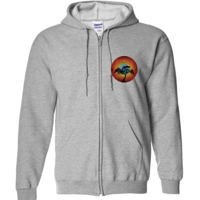 Retro Vintage Scary Wilderness Distressed Full Zip Hoodie