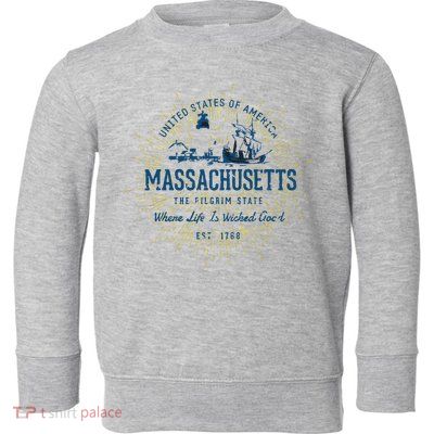 Retro Vintage State Of Massachusetts Toddler Sweatshirt