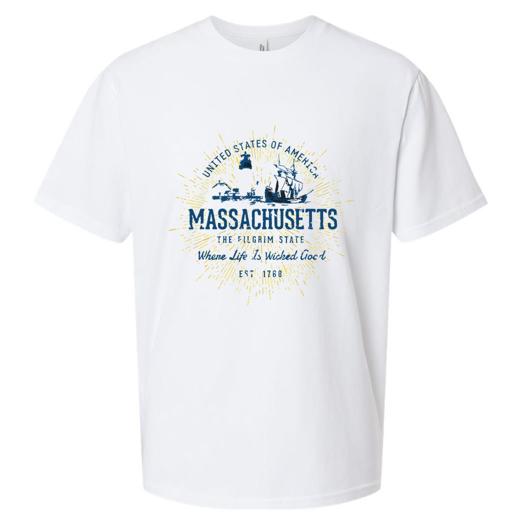 Retro Vintage State Of Massachusetts Sueded Cloud Jersey T-Shirt