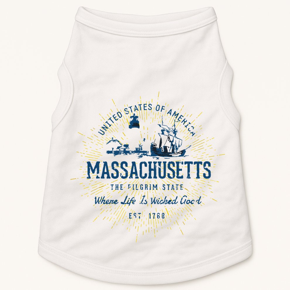 Retro Vintage State Of Massachusetts Doggie Tank
