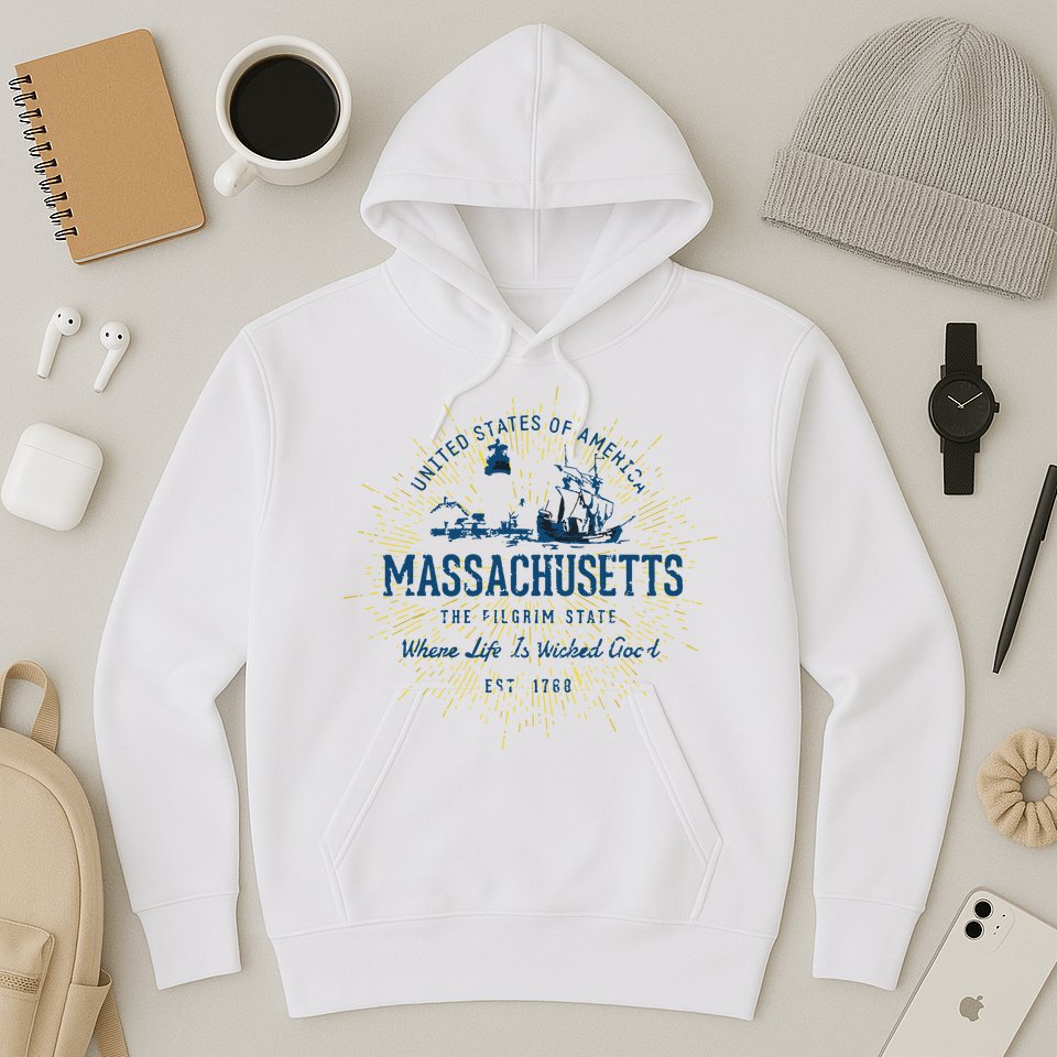 Retro Vintage State Of Massachusetts Hoodie