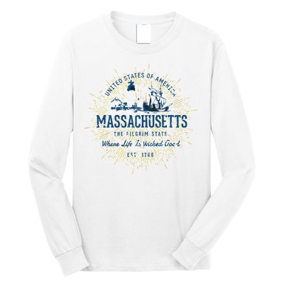 Retro Vintage State Of Massachusetts Long Sleeve Shirt