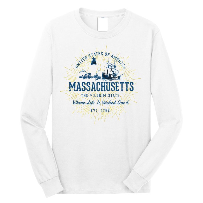 Retro Vintage State Of Massachusetts Long Sleeve Shirt