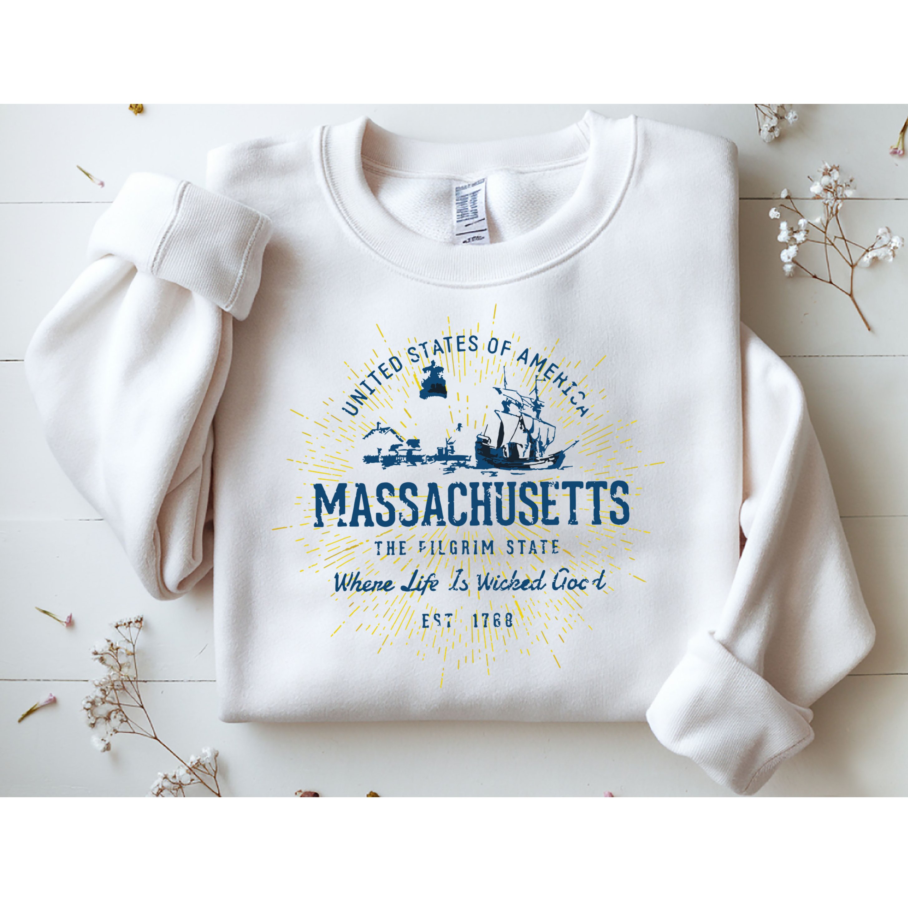 Retro Vintage State Of Massachusetts Sweatshirt