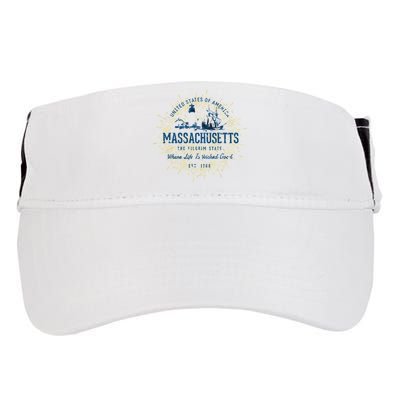 Retro Vintage State Of Massachusetts Adult Drive Performance Visor