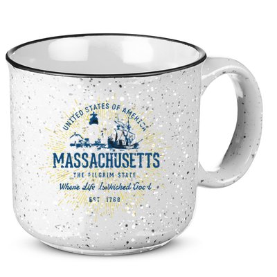 Retro Vintage State Of Massachusetts 15oz Campfire Ceramic Mug