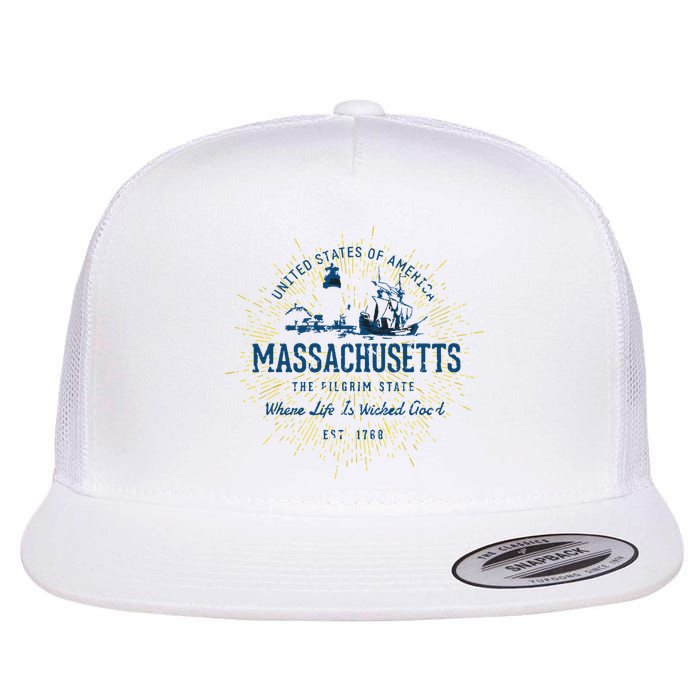Retro Vintage State Of Massachusetts Flatbill Hat