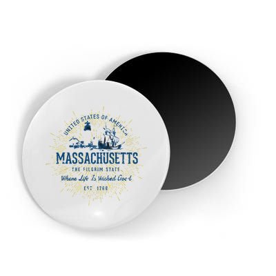 Retro Vintage State Of Massachusetts Magnet