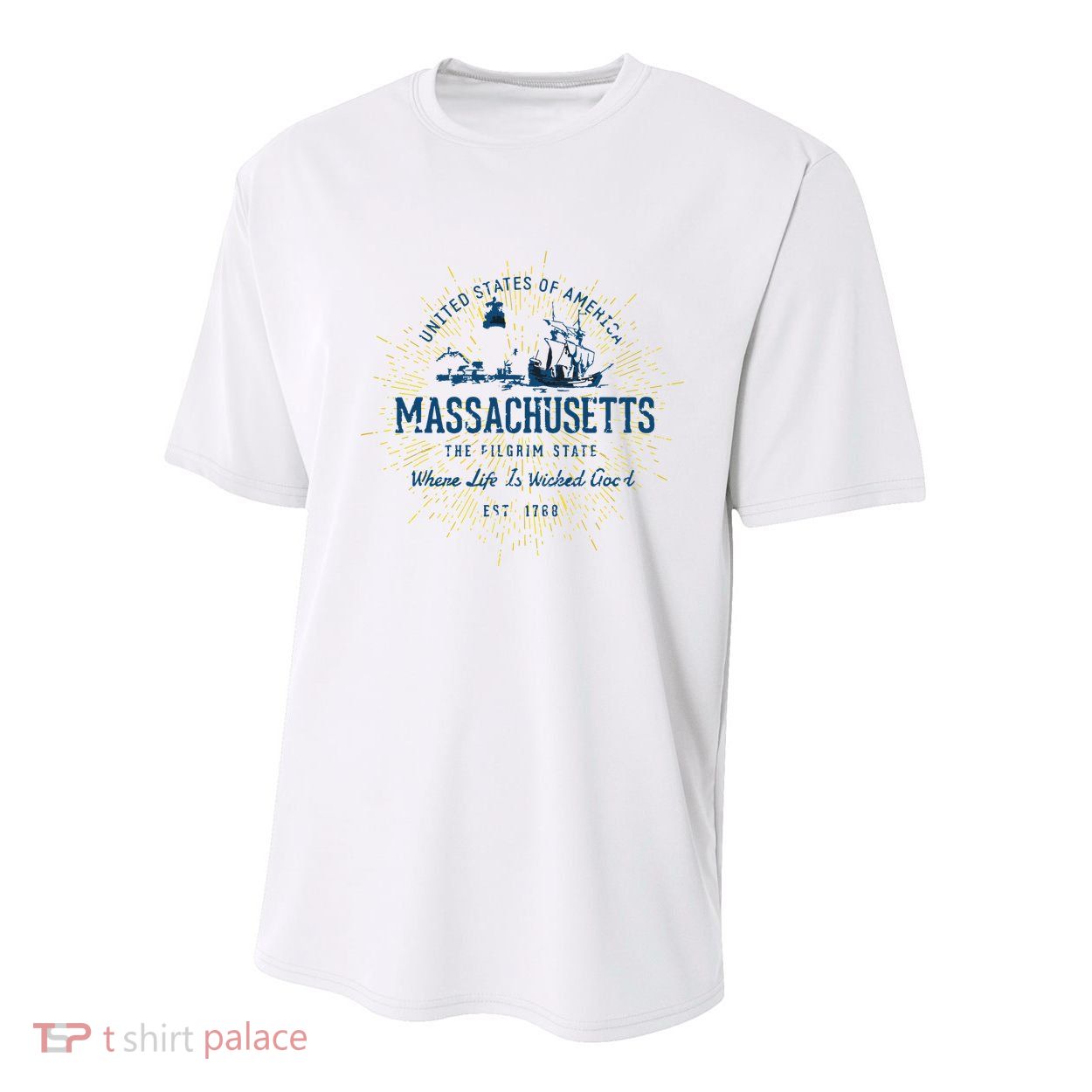 Retro Vintage State Of Massachusetts Youth Performance Sprint T-Shirt
