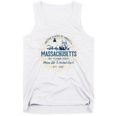 Retro Vintage State Of Massachusetts Tank Top