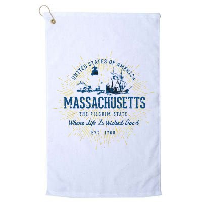 Retro Vintage State Of Massachusetts Golf Towel