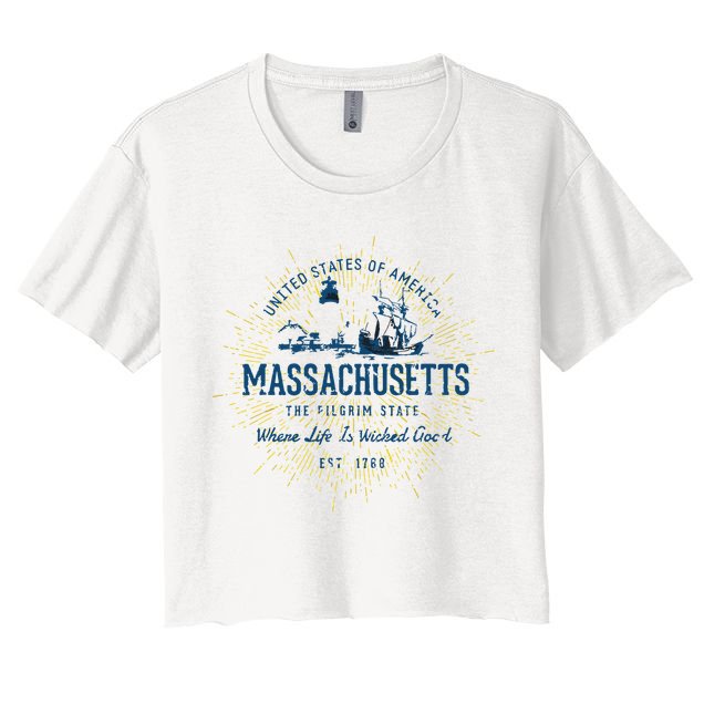 Retro Vintage State Of Massachusetts Crop Top