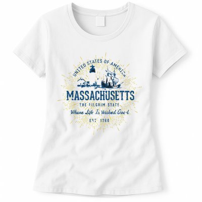 Retro Vintage State Of Massachusetts Womens T-Shirt