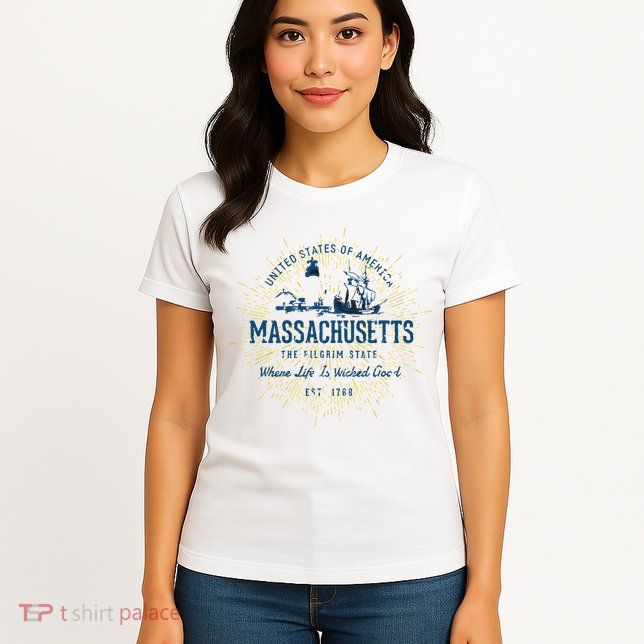 Retro Vintage State Of Massachusetts Womens T-Shirt