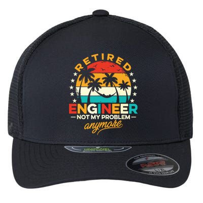 Retro Vintage Style Retired Engineer Not My Problem Anymore Flexfit Unipanel Trucker Cap