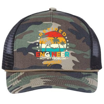 Retro Vintage Style Retired Engineer Not My Problem Anymore Retro Rope Trucker Hat Cap