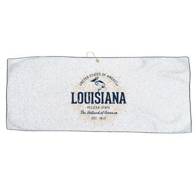 Retro Vintage State Of Louisiana Large Microfiber Waffle Golf Towel