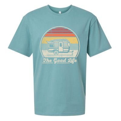 Retro Vintage Shasta Trailer The Good Life Camper Camping Gift Sueded Cloud Jersey T-Shirt