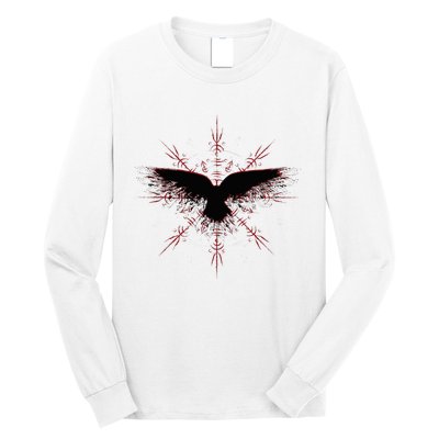 Retro Viking Symbol Nordic Raven Rune Celtic Symbol Long Sleeve Shirt