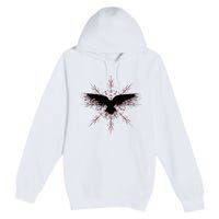 Retro Viking Symbol Nordic Raven Rune Celtic Symbol Premium Pullover Hoodie