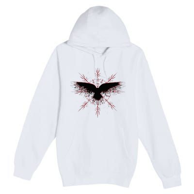 Retro Viking Symbol Nordic Raven Rune Celtic Symbol Premium Pullover Hoodie