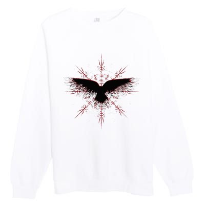 Retro Viking Symbol Nordic Raven Rune Celtic Symbol Premium Crewneck Sweatshirt