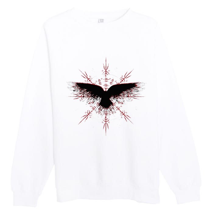 Retro Viking Symbol Nordic Raven Rune Celtic Symbol Premium Crewneck Sweatshirt