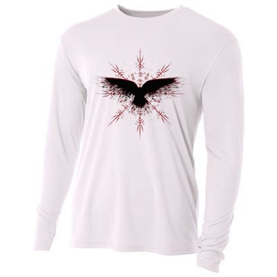 Retro Viking Symbol Nordic Raven Rune Celtic Symbol Cooling Performance Long Sleeve Crew