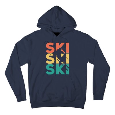 Retro Vintage Skiing Gift For Skiers Gift Hoodie