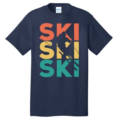 Retro Vintage Skiing Gift For Skiers Gift Tall T-Shirt